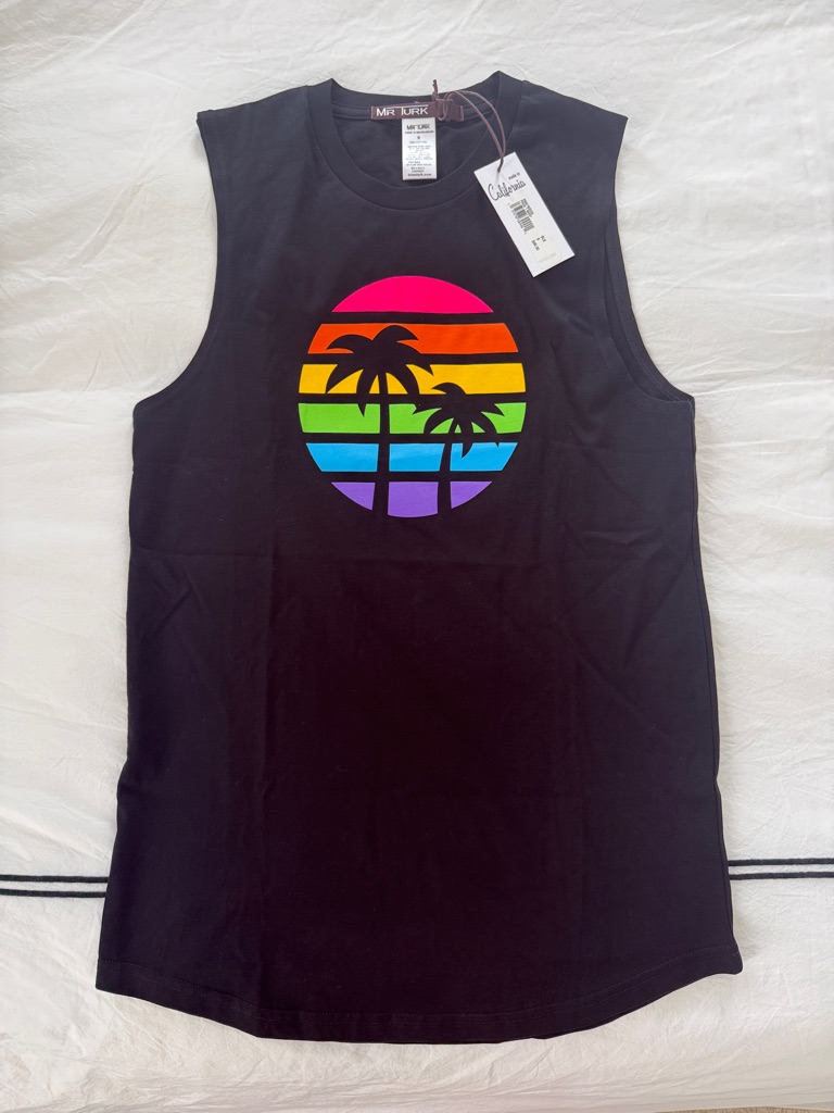 Mr Turk Black Rainbow Pride Muscle Tank Top - Small